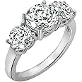 Amazon Essentials Platinum-Plated Sterling Silver Round 3-Stone Ring made with Infinite Elements Cubic Zirconia (4 cttw), Size 7, (previously Amazon Collection)