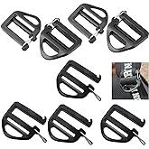 DraCra 8 Pack Webbing Hook Clip 25mm 1'' Strap Belt Buckle with Open Lock End Clasp Connector Slide Buckles Ladder Slider Replacement for Backpack Bag Molle Sewn Loop Hiking