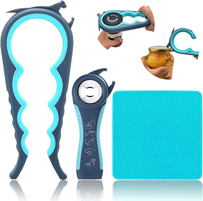 Otstar 6 in 1 Jar Opener 5 in 1 Bottle Opener Blue Grey