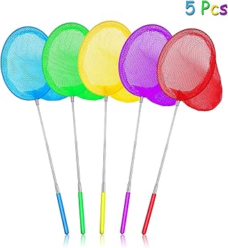 aovowog 5 Pack Redes de Mariposa Telescópicas para Niños Redes de Pesca para Atrapar Insectos Jugar [El tamaño retráctil es 14.5 - 33.8 Pulgadas]: Amazon.es: Juguetes y juegos