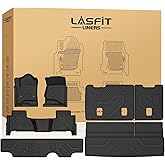 LASFIT Floor Mats & Cargo Liner 2015-2020 & Only 7/8 Seats (Not for 9 Seats) for Chevrolet Chevy Tahoe/GMC Yukon(Only Yukon, Not Fit Yukon XL), All Weather TPE Custom Fit Car Floor Liners