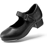DREAM PAIRS Kids Tap Shoes for Girls Dance Shoes Boys Easy Strap Tap Mary Jane PU Leather for Toddler/Little Kid/Big Kid