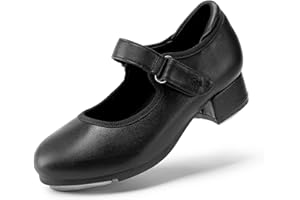 DREAM PAIRS Kids Tap Shoes for Girls Dance Shoes Boys Easy Strap Tap Mary Jane PU Leather for Toddler/Little Kid/Big Kid