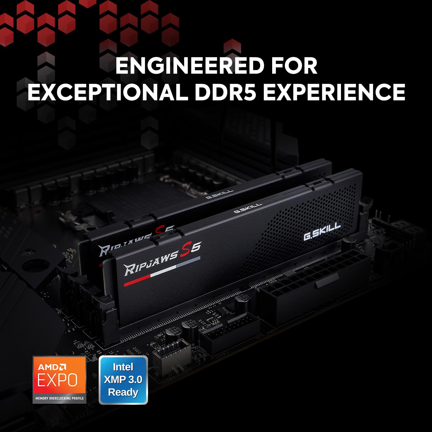 G.SKILL Ripjaws S5 Series DDR5 RAM (Intel XMP 3.0 & AMD Expo) 32GB (2x16GB) 6000MT/s CL36-36-36-96 1.35V Desktop Computer Memory U-DIMM - Matte Black (F5-6000J3636F16GX2-RS5K)