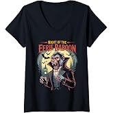 Womens Baboon Monkey Vampire Primate Halloween V-Neck T-Shirt