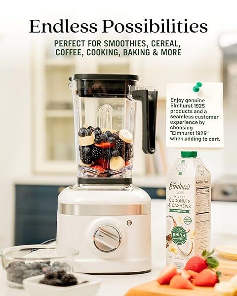 ELMHURST 1925 UNSWEETENED COCONUT & CASHEW MILK – 32 OUNCE DAIRY-FREE, GLUTEN-FREE, VEGAN, SHELF STABLE MILK MADE W/COCONUT CREAM & CASHEWS FOR HEALTHIER, SIMPLER PLANT-BASED ALTERNATIVES