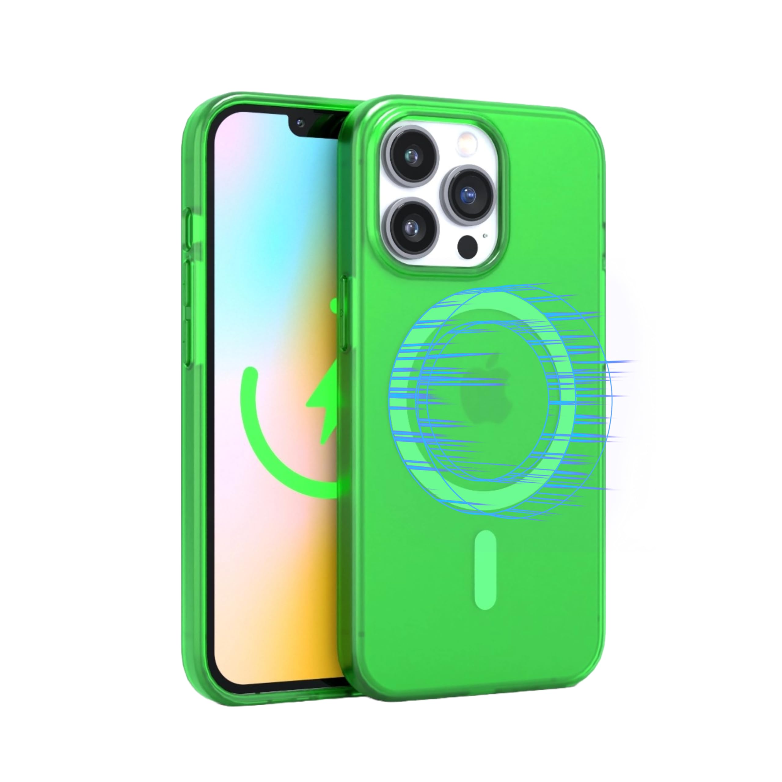 FELONY CASE - Neon Green Crystal Clear Phone Cover for iPhone 15 Pro Max, Compatible with MagSafe - 360° Shockproof Protective Cases Designed for Apple iPhone 15 Pro Max — image 1