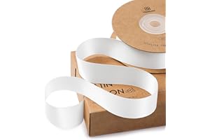 Vitalizart White Ribbon for Gift Wrapping 1" x 25Yd Double Face Continuous Functional Satin Ribbon for Crafts Silk Like Fabric Flower Bouquet Birthday Party Bridal Shower Wreath Hair Off White