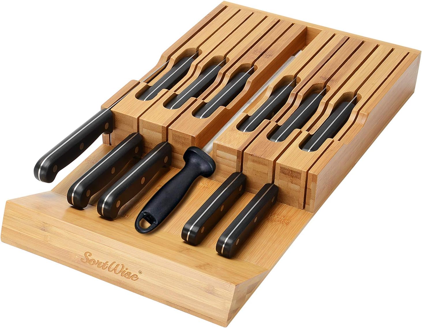 Sortwise In Drawer Bamboo Knife Block Holds 12 Knives Not