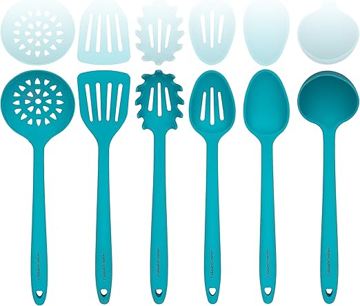 Amazon Com Aqua Sky Silicone Cooking Utensils Set Sturdy Steel