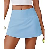 PINSPARK Womens Tennis Skirt High Waisted Golf Skort with 2 Pockets Stretchy Athletic Skirts for Workout Pickleball Running