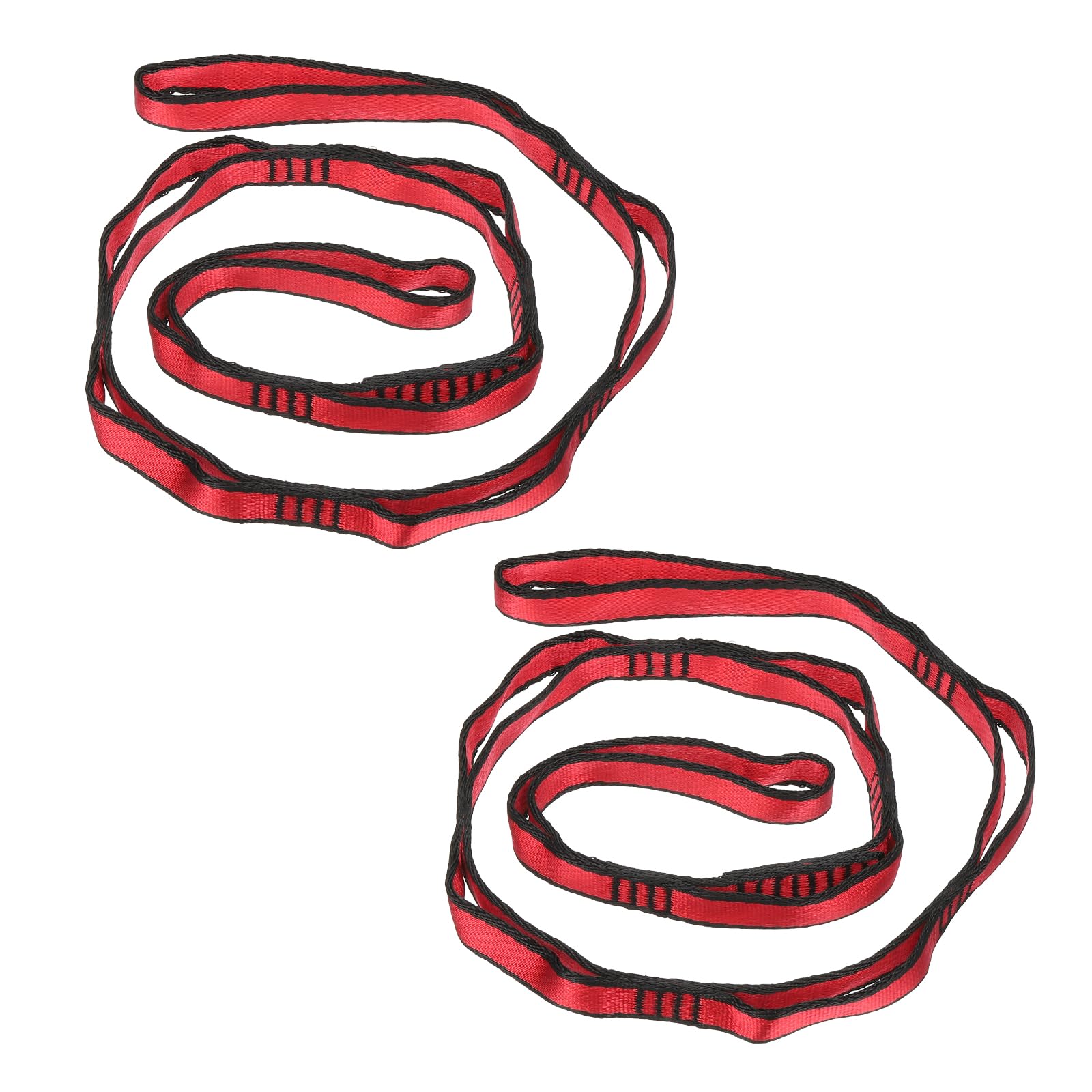 PATIKIL Daisy Chain Straps, 2 Pack Strong Climbing Strap Adjustable Nylon Chain Sling with 8 Loops for Aerial Yoga Hammock Swing, Red