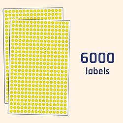 6000 Pack - 1/4" Small Dot Stickers Round Circle