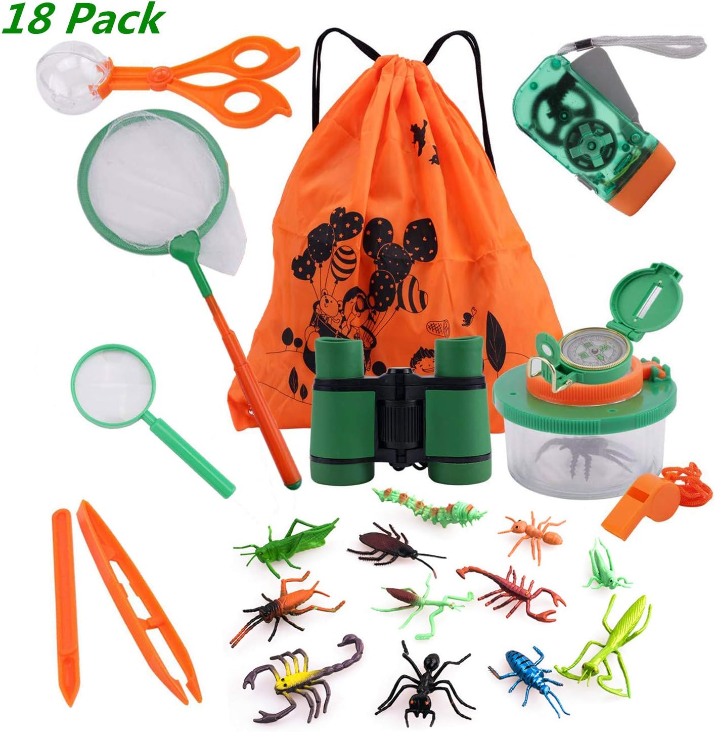 COSORO 18 Pack Kids Outdoor Explorer Kit-Kids Adventure Kit Fun Toys Educational Toys Gift Toys For 6-10 Years Old Boys Girls Birthday Xmas Present,Kids Binoculars Set For Camping Hiking Pretend Play - Image 3
