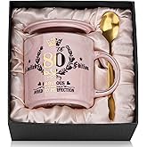 Biching 80th Birthday Gifts for Women, 14oz Pink Coffee Mug with Gold Pattern, Best Gifts for 80 Year Old Grandma, Mom, Sister, Friend, Fabulous 80 Limited Edition, 1943 Birthday Gifts for Women.