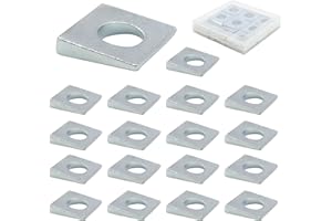 18 PCS Square Washers for Bolts, Beveled Metal Washers in Plain Carbon Steel Galvanized, Heavy Duty Square Plates for Industr