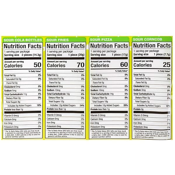 FRUIDLES GUMMI CANDY BAGS, FAT-FREE (SOUR LUNCH BAG)