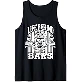 Life Behind Bars Motorcycle Biker Enthusiast Skull Tank Top