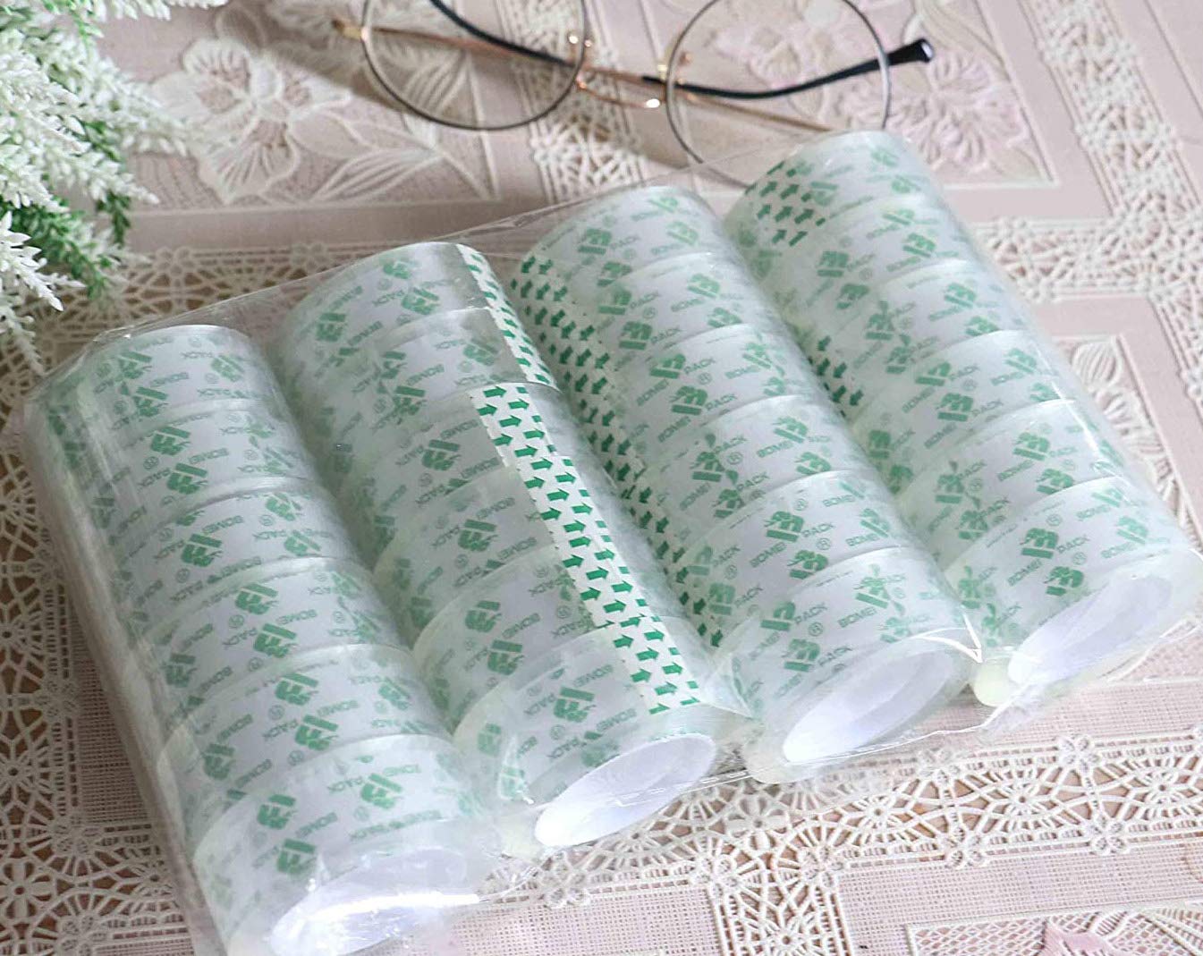 Crystal Clear Transparent Tape Refills Rolls for Dispenser, 24 Rolls Value Pack, 3/4 in x 1000 in,1 inch Core, Gift Wrapping Tape for Office, School and Home, BOMEI PACK: Industrial & Scientific