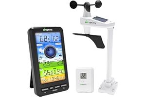 Urageuxy Wireless WiFi Weather Station Anemometer with Solar Wind Speed/Direction, and Indoor Outdoor Thermometer and Hygrometer
