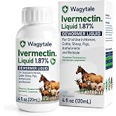 Wagytale Ivemectin De-wormer Oral Liquid 1.87% for Horses - (Pinworms,Threadworms,Hairworms,Lungworms) Provides Treatment and Control of Adult and Fourth-Stage Larvae| 4oz（120ml）