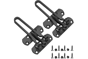 TAROSE Home Security Door Lock Swing Bar Door Guard for Kids, Hotel Door Latch, Thicken Solid Zinc Alloy Reinforcement Lock, Black 2 Pack