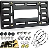 BGGTMO License Plate Bracket Holder- Front License Plate Mounting Kit, Universal Bumper Car Tag Frame Mount Adapter with Stainless Steel Screw Cap, Cable Ties