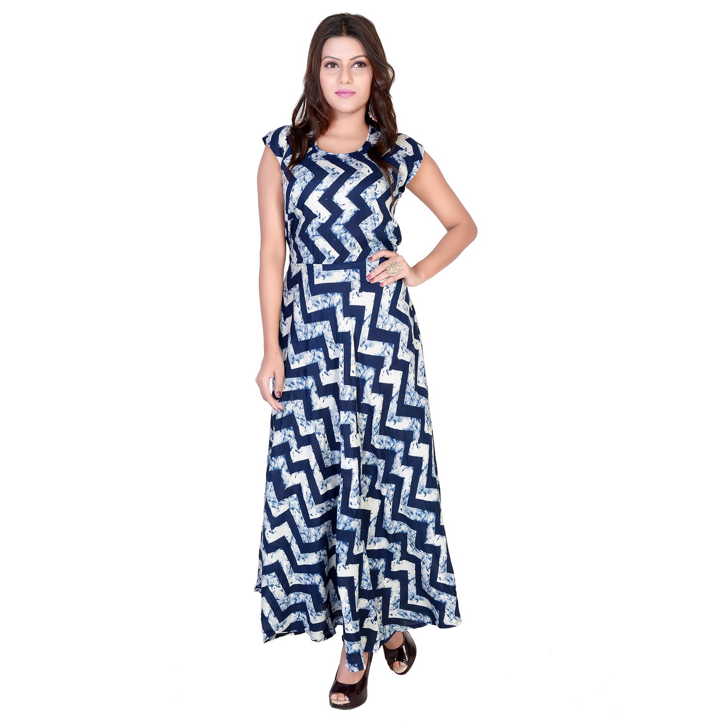 fabcolors party wear maxi dress for girls, rayon fabric women's maxi dress - multicolor