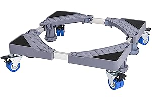 YOOGAA Mini Fridge Stand Adjustable Furniture Mover Mobile Roller Base for Washing Machine, Dryer, Refrigerator, Laundry Pedestal with 4 Strong Feet & Twin Wheels (4 Stronge Feet with Casters)