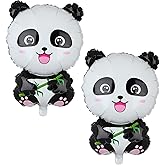 2 Pcs Panda Large Mylar Foil Balloons Jungle Safari Animals Theme Birthday Party Decorations Kids Gift Shower Decor Supplies