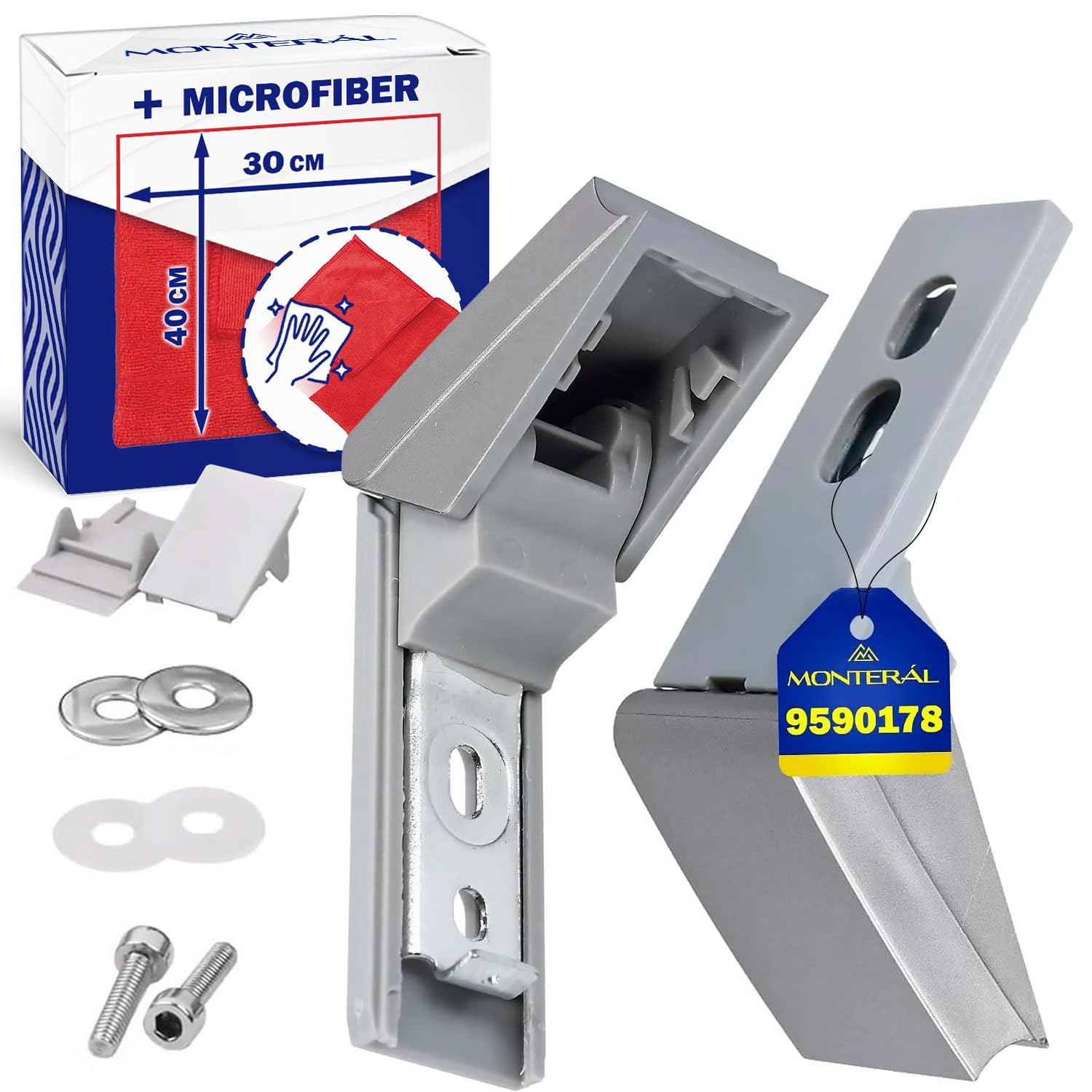 MONTERAL Kit of Hinge for Fridge Door Handle with Original Code 9590178 9590124 for Liebherr - Kit Includes a Microfibre Cloth - Warranty 10 Years