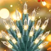 Brightown Clear Christmas String Lights 50 Count 10 Feet Incandescent Bulb | Mini Lights for Indoor Outdoor Xmas Tree Garland Birthday Wedding Party Festival Decoration, Green Wire