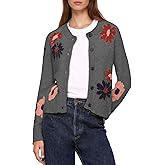 ZOCPEONY Cardigan Sweaters for Women Cropped Button Down Sweater Long Sleeve Crew Neck Knit Floral Print Outwear