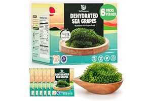 VieTreasures Dehydrated Sea Grapes - 4.2oz (6 x 0.7oz Packs) | Organic Green Caviar Seaweed | Vegan, Gluten-Free, Low Calorie Superfood for Salads & Sushi | Supports Immunity & Overall Wellness