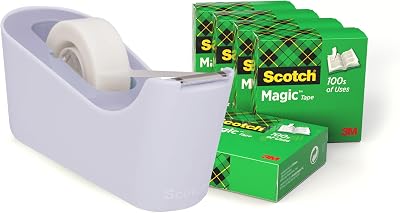 Scotch Tape Dispenser C18 Lavender with Scotch Magic Tape 19 mm x 33 m 6 Rolls