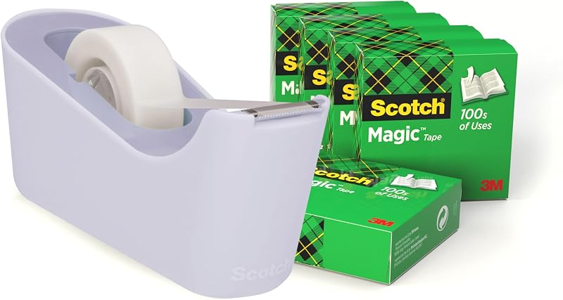 Scotch Tape Dispenser C18 Lavender with Scotch Magic Tape 19 mm x 33 m 6 Rolls