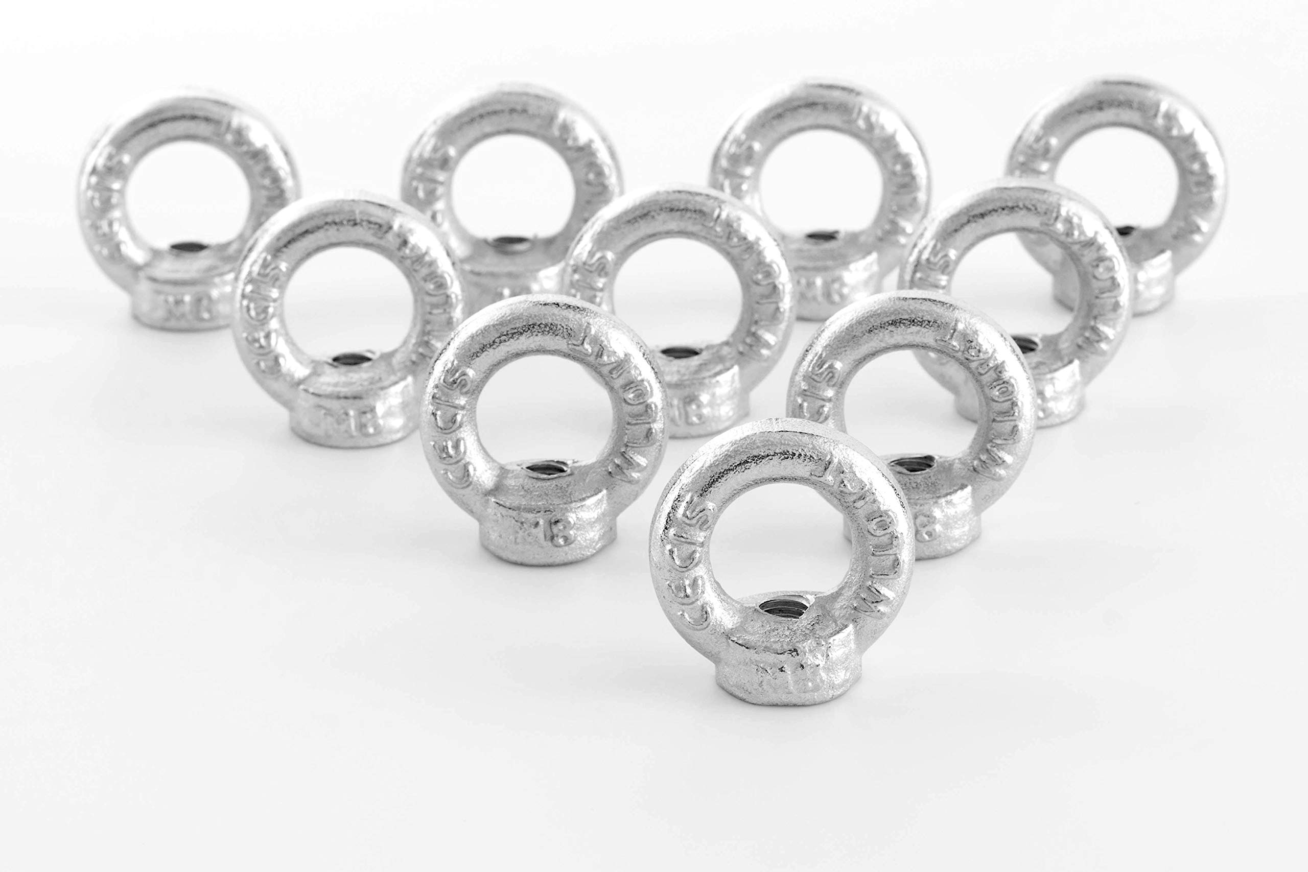Ring nut/eyelet nut, M8, DIN 582, galvanised steel, pack of 10.