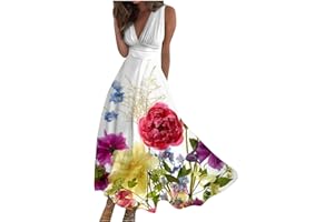 Barnrae Dresses for Women 2024,Women's Maxi Dress Sleeveless Casual Flowy Swing Dress Floral Print Fashion Daily Sundresses