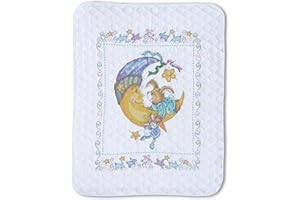 Design Works Crafts T21761 Tobin Stamped Baby Quilt, Bunny, 34" X 43" Stamped Baby Quilt, Bunny, White
