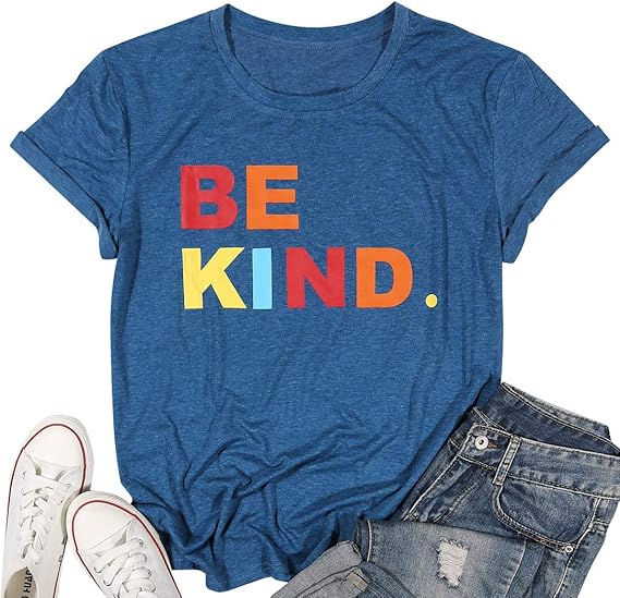Be Kind Tshirts Women Cute Colorful Letter Blessed Shirt Funny