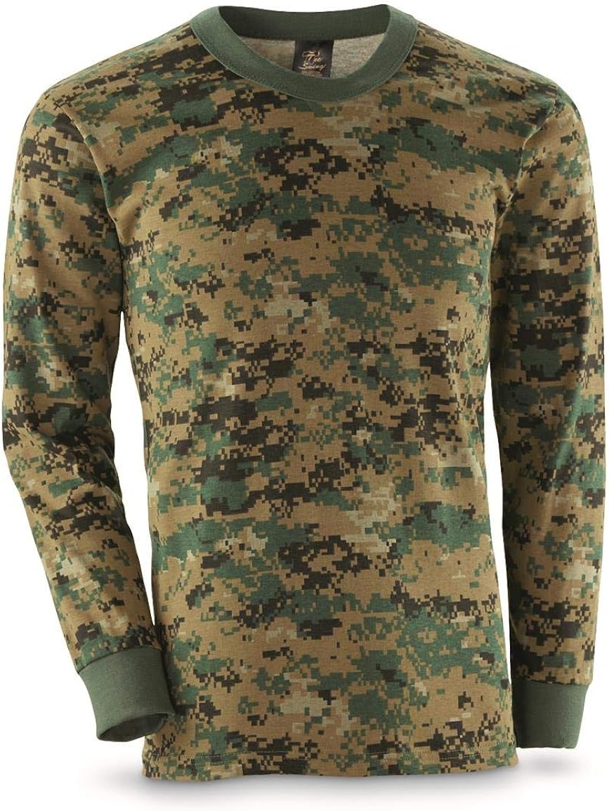 Surplus Military Style Camo Long Sleeve Shirt, Digital Woodland, Large Clothing
