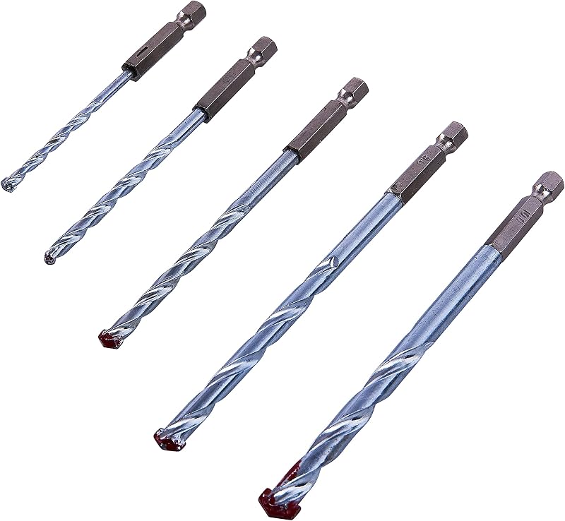 Amtech F1730 5 Piece Hex Shank Masonry Drill Bit Set 4-10mm Hardened Steel