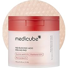 Medicube Red Succinic Acid Panthenol Facial Peeling Pads - Exfoliating Toner Pads for Breakout-Prone Skin with Niacinamide, A