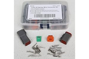 IEUYO 6 Pin DT Series Wire Connector Housing Kit Sealed Male and Female Auto Waterproof Electrical Wire Connector Plug 16-22 AWG,Gray (64Pcs/4Sets)