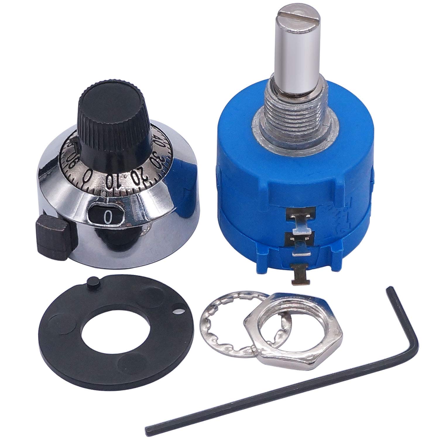 Taiss/10k ohm Multi turn Potentiometer 3590S-2-103L 10-Turn Rotary Wire Wound Precision Potentiometer with Rotary Knob