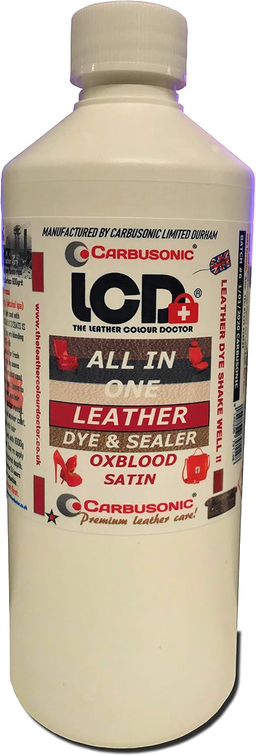 Oxblood Leather dye Paint for Sofas Chairs Shoes Handbags Cars Jackets dye colourant Hard Wearing Scuff & Scratch Resistant. for Leather Vinyl Built in Sealer Restores Faded Items (250 ml)