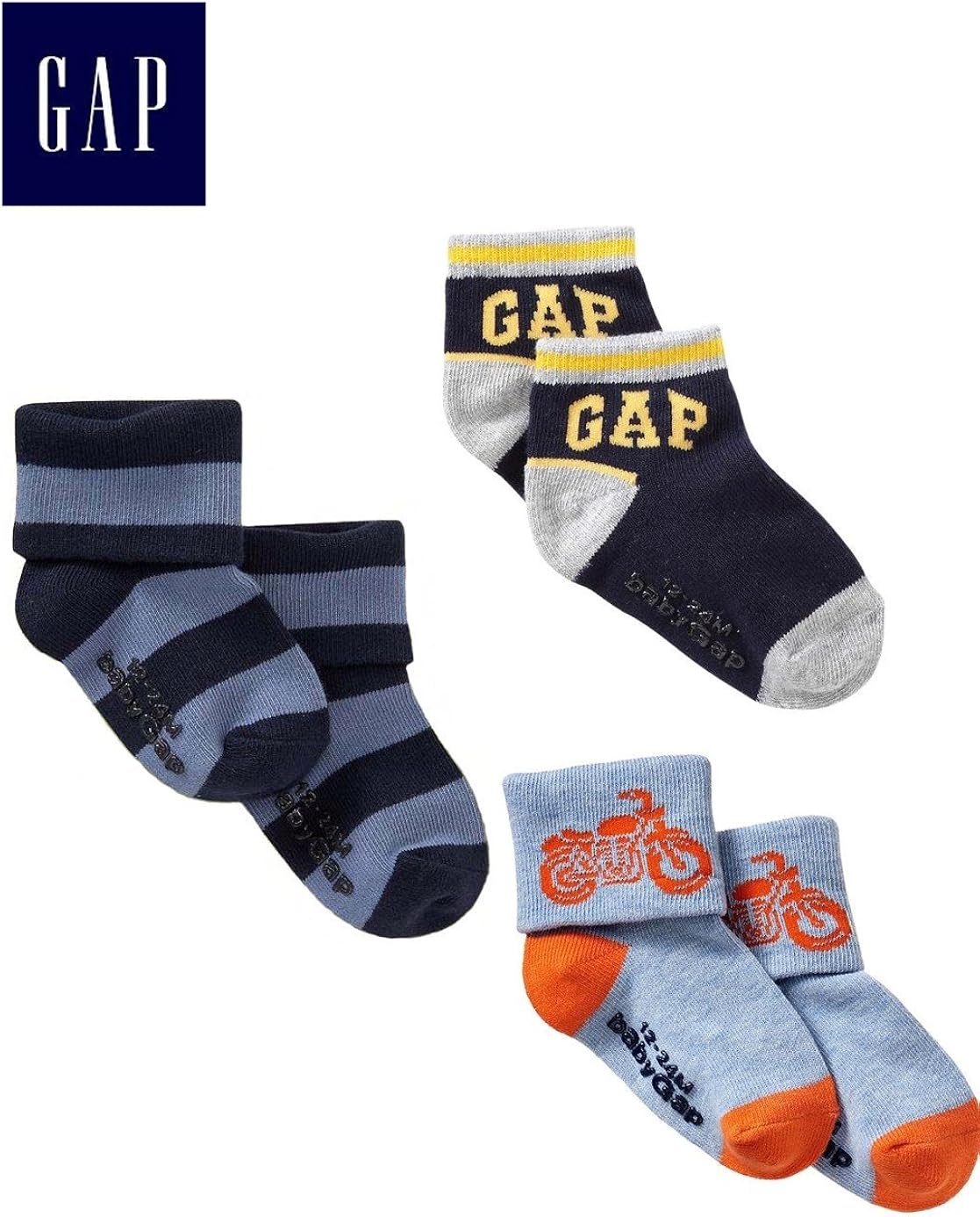Amazon Co Jp Baby Gap ギャップ ベビー ロゴ ソックス 靴下 ３点セット 新生児 ５歳 Uas直輸入 並行輸入品 服 ファッション小物