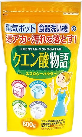 Amazon Co Jp 紀陽除虫菊 クエン酸物語 お徳用600g ナチュラル洗浄剤 粉末タイプ 電気ポット ケトル 湯垢 水垢掃除 マルチクリーナー ホーム キッチン