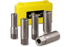 Topec 5-Piece Spiral Type Deep Extractor Set, Spark Plug Easy-out Set, for Removing Deeply trapped and Broken Bolts, Studs, Fittings, Threaded Pipes and Pins