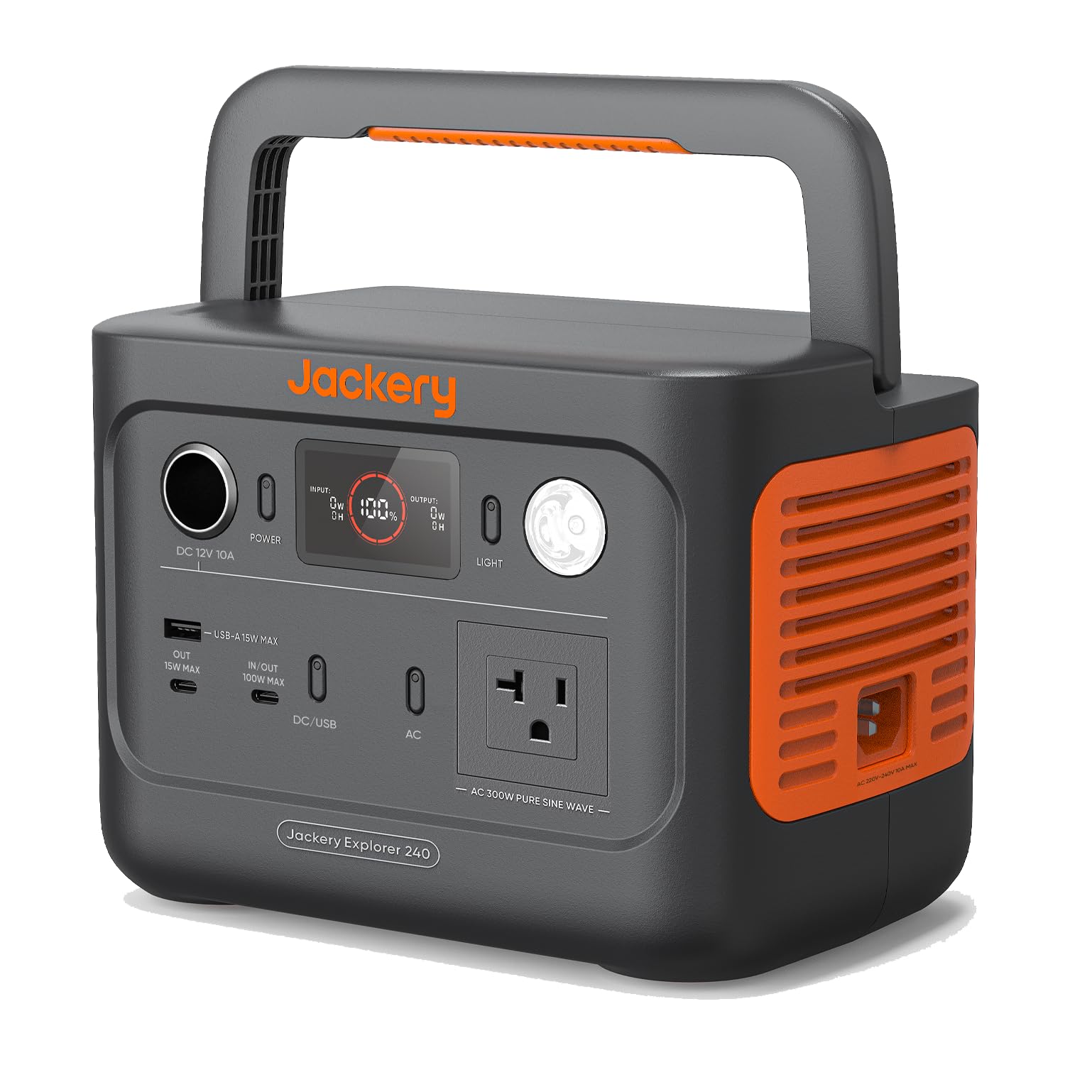 Jackery Portable Power Source, 240 Large Capacity, 6,7,200 mAh/240 Wh, Backup Power Supply, Small and Lightweight, PSE Certified, Genuine Sine Wave, 3 Charging Methods, AC (200 W, Maximum Instantaneous 400 W), DC/USB Output, Sleeping in Car, Camping, Outdoors, Earthquakes, Emergency Power Outages, Solar Charging, Eco-friendly, Energy Saving, Energy Saving, 24 Months Warranty